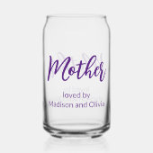 Mère aimée par les noms des enfants Purple Script (Recto)