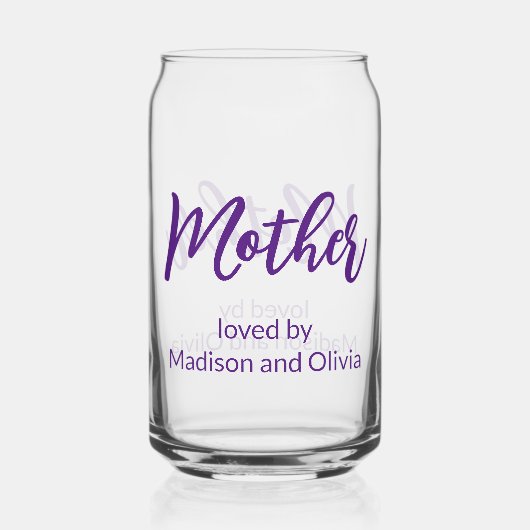 Mère aimée par les noms des enfants Purple Script (Recto)