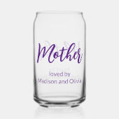 Mère aimée par les noms des enfants Purple Script (Verso)