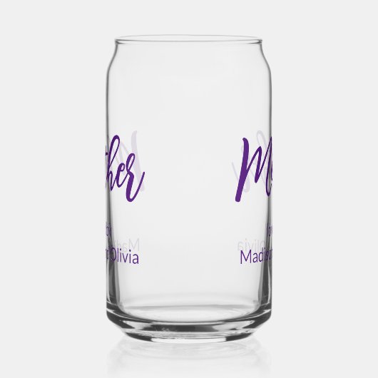 Mère aimée par les noms des enfants Purple Script (Droite)