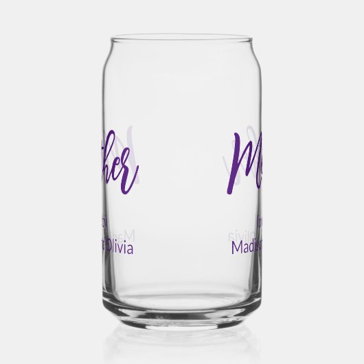 Mère aimée par les noms des enfants Purple Script (Gauche)