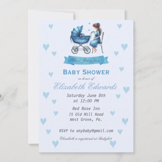 Mère avec bébé transport Baby shower Invitation (Devant)