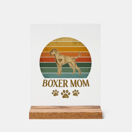 Mère Boxer Chien Rétro Coucher de Soleil Empreinte (Recto)