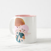 Mère Caricature Avec Sa Mug Twins (Devant gauche)