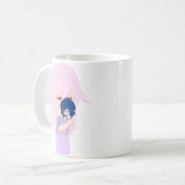 Mère Caricature Avec Son Bébé Fille Mug (Devant gauche)