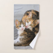 Mère Chat aime les mignons Bébé Kitten Animal Anim (Serviette à main)