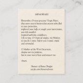 Mère de carte sainte de Jésus de bébé perpétuel (Dos)