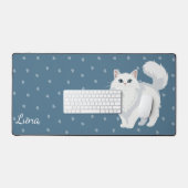 Mère de chat blanc aux cheveux longs personnalisée (Clavier et souris)