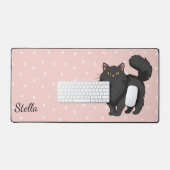 Mère de chat noir à poils longs personnalisée (Clavier et souris)