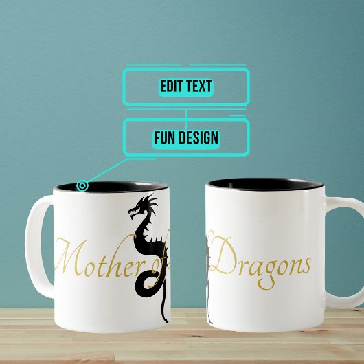 Mère de dragons Mug (Noir et Or)