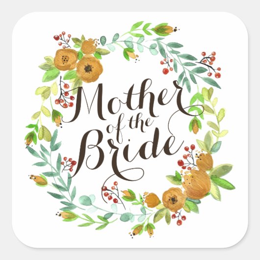 Mère de la mariée Aquarelle Mariage Sticker Seal (Devant)
