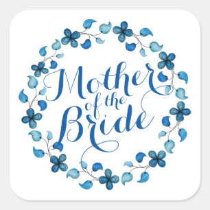Mère de la Mariée Blue Floral Mariage Sticker