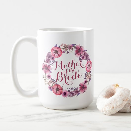 Mère de la mariée rose Mariage floral Mug (Avec donut)
