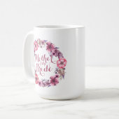 Mère de la mariée rose Mariage floral Mug (Devant gauche)