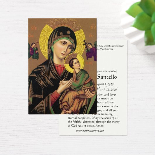 Mère de l'aide perpétuelle Prière funéraire Carte  (Bureau)