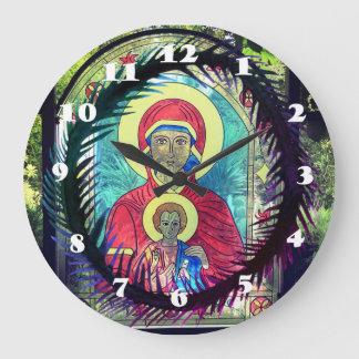 Mère de Mary, horloge murale orthodoxe d'icône de