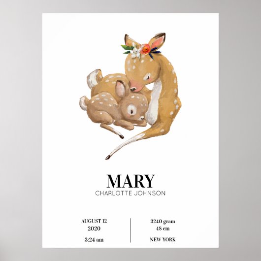 Mère Deer Enferme Son Bébé Poster (Devant)