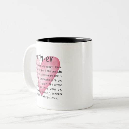 Mère Définition Mug café avec coeur rose (Devant gauche)