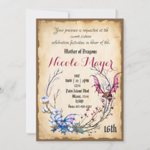 Mère des Dragons Sweet sixteen Invitation
