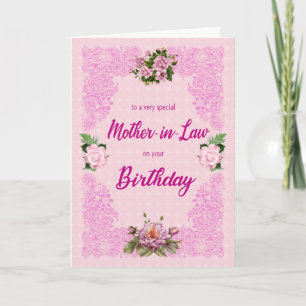 Mère en droit Anniversaire avec carte rose Roses