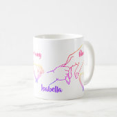 Mère & Enfant Mains & Coeurs Nom Mug (Devant droit)