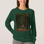 Mère Enfant Marcher Dans La Forêt Vert T-shirt (Devant)