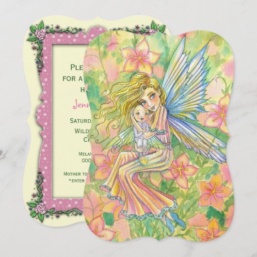 Mère et bébé Fairy Baby Douche Invitations (Devant / Derrière)