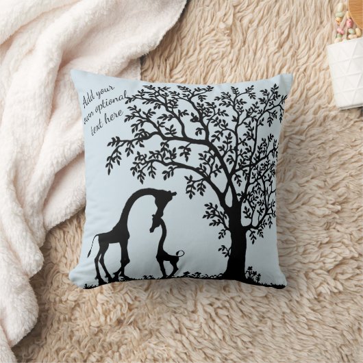Mère et bébé Giraffe Coussin à Accent Silhouette (Couverture)
