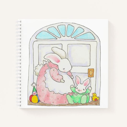mère et bébé lapin Carnet spiral (Devant)