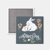 Mère et Bébé Lapin Mère's Day Magnet (Recto/Verso)