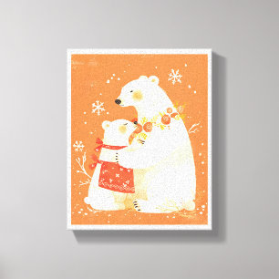 Mère et bébé ours polaire d'hiver Toile Nordique C