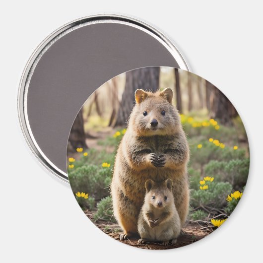 Mère Et Bébé Quokka, Frigo Magnet (Recto/Verso)