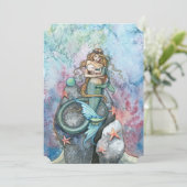 Mère et bébé Sirène Bébé Douche Invitations (Debout devant)