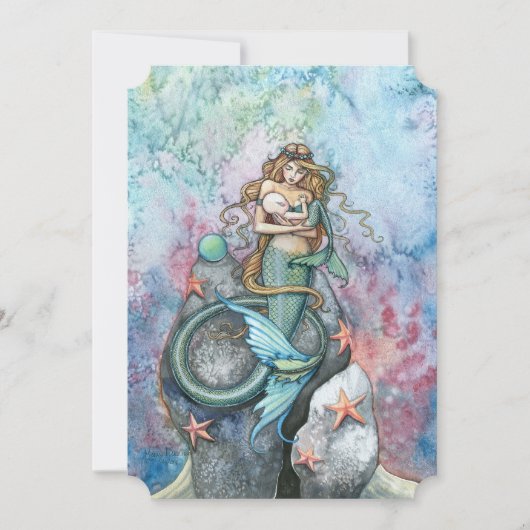 Mère et bébé Sirène Bébé Douche Invitations (Devant)