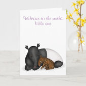 Mère et bébé tapir nouvelle carte bébé (Fleur jaune)