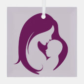 Mère et enfant ornement en verre violet (Verso)