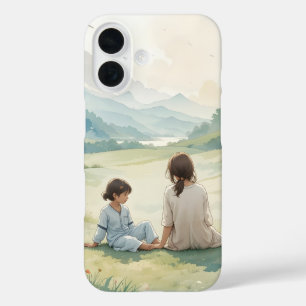 Mère et enfant par la rivière iPhone / coque ipad