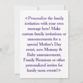 Mère et fille Art familial Invitations personnalis (Dos)