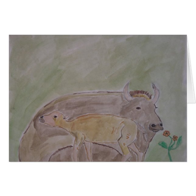 mère et veau de buffle (Devant Horizontal)