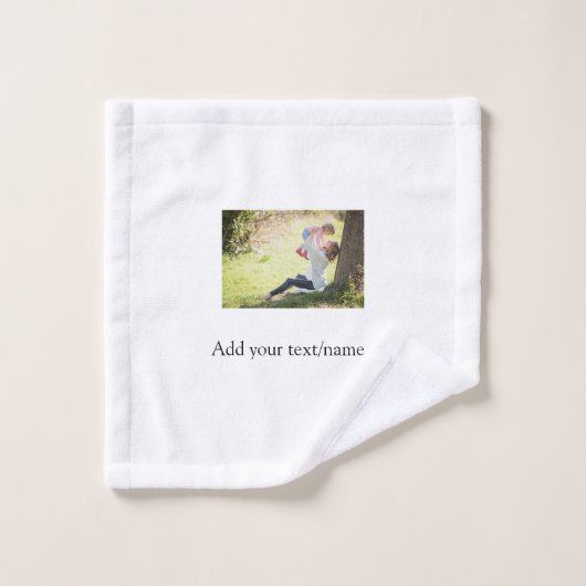 Mère fille photo de famille ajouter nom image text (Gant de toilette)