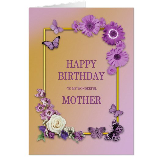 Mère Fleurs et papillons d'anniversaire (Devant)