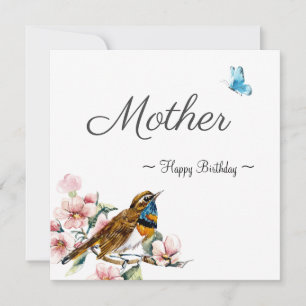 mère heureux anniversaire oiseau vintage carte flo