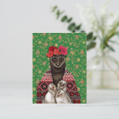 Mère hibou trois poulets de bébé carte postale (Debout devant)