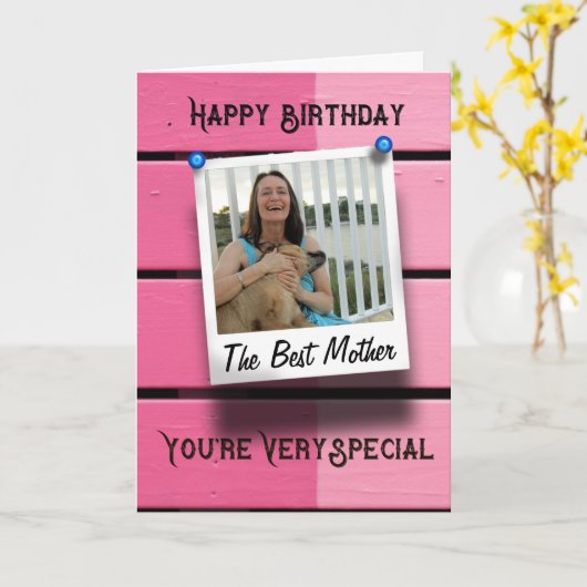 Mère Joyeux Modèle photo d'anniversaire Rustic Ros (Fleur jaune)