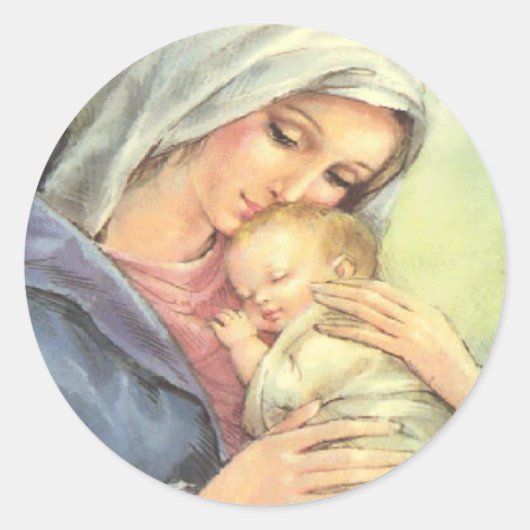 Mère Marie Bébé Jésus Stickers Foi Sceau (Devant)