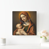 Mère Marie et Bébé Jésus Horloge murale (Maison)