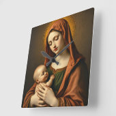Mère Marie et Bébé Jésus Horloge murale (Angle)