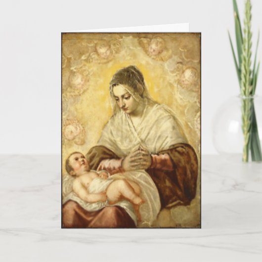Mère Mary et carte de voeux de Jésus de bébé (Devant)