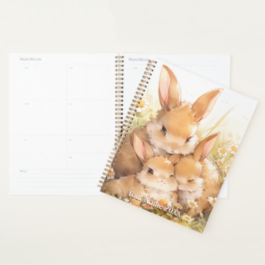 Mère mignonne et Baby Rabbits Planner (Devant avec enveloppe)