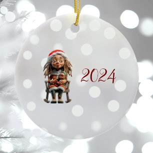 Mère Noël I Noël Elf Ornement en céramique
